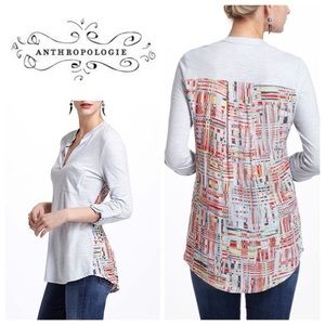 Anthropologie Porridge 3/4 Sleeve Printed V-neck
